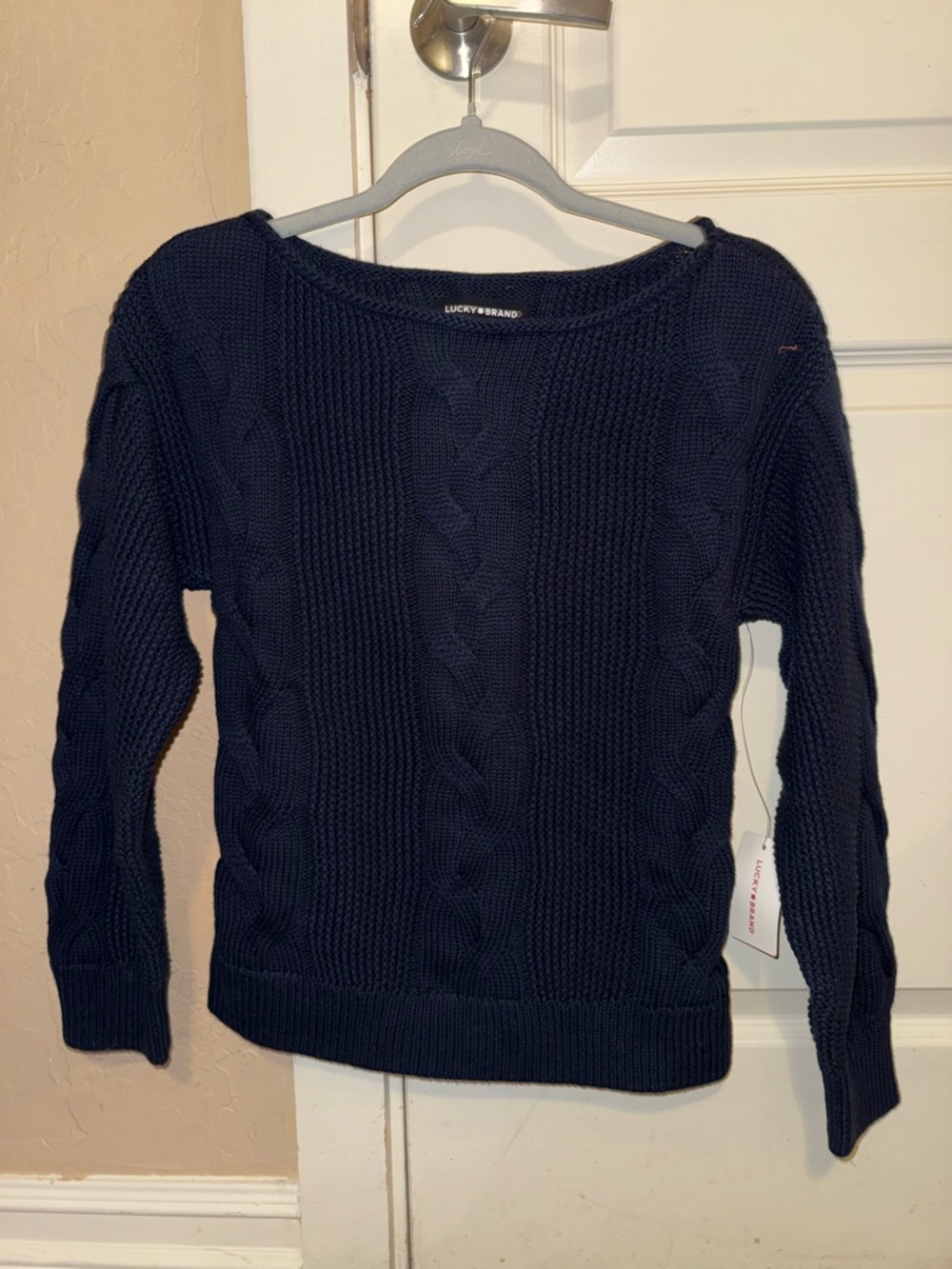 Lucky Brand Dark Navy Cable Crewneck Sweater